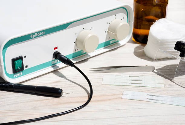 Professional electrolysis hair removal machine, tweezers, and sterile tools at NewLife Aesthetics, Raynes Park & Wimbledon, London.
