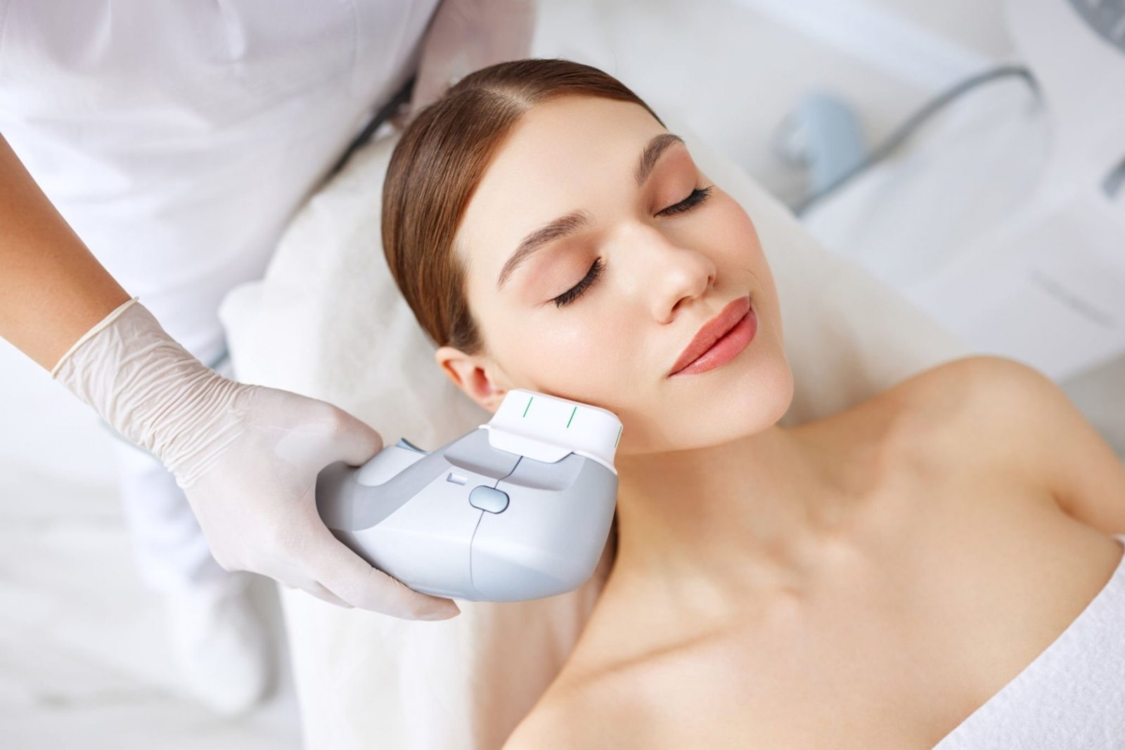 IFU non-surgical jawline and neck lift: advanced ultrasound device for collagen stimulation, lifting and tightening lower face at NewLife Aesthetics, Raynes Park & Wimbledon, London.